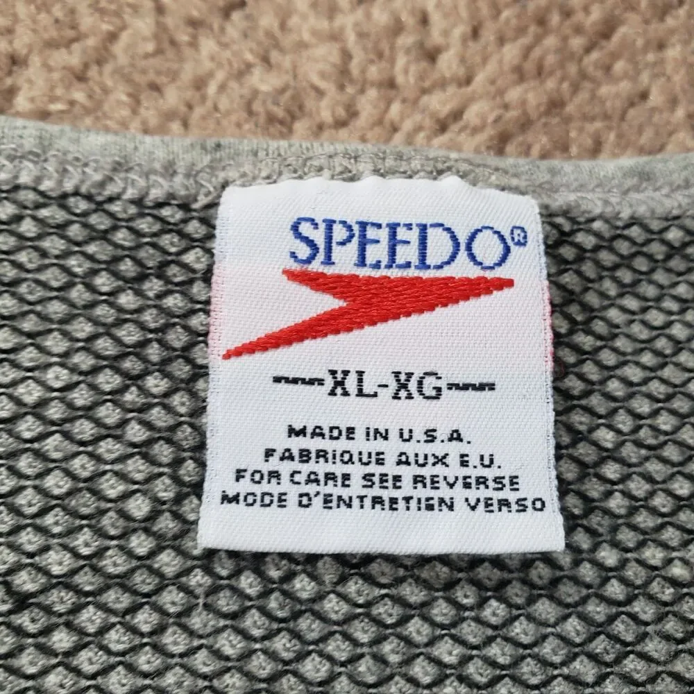 Vintage 90s Speedo Grey Mesh Tank Top Sz XL USA Made Embossed Logo Mens Shirt